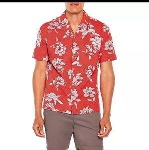 NWT GAP Seersucker Textured Shirt 100% Cotton Size L Cayenne Floral